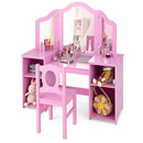 2 In 1 Kids Vanity Table And Chair Set With Removable Mirror