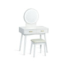 Vanity Set With Rounded And Lighted Mirror In 3 Light Colors