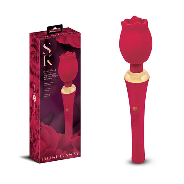 Secret Kisses Rosegasm Rose Wand Red Usb Rechargeable Massager Wand