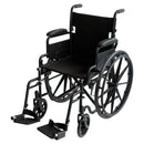 Orthonica 24in Foldable Steel Wheelchair in Black Steel Frame Heavy-Duty Disability Aid