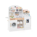 Wooden Kitchen Playset With Clock And Microwave