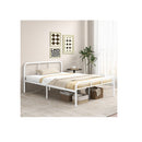 Modern Metal Platform Bed With Headboard Footboard White