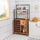 Freestanding Kitchen Cabinet With Wine Rack And Drawer