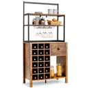 Freestanding Kitchen Cabinet With Wine Rack And Drawer