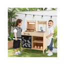 Wooden Barbecue Grill Kitchen Playset Pretend With Play Food