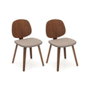 Wooden Dining Chair Set Of 2 With Bentwood Frame And Padded Seat