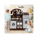 Wooden Kitchen Playset With Clock And Microwave