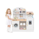 Wooden Kitchen Playset With Clock And Microwave