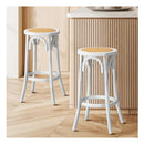 Kitchen Vintage Barstool Rattan Dining Chair Wood