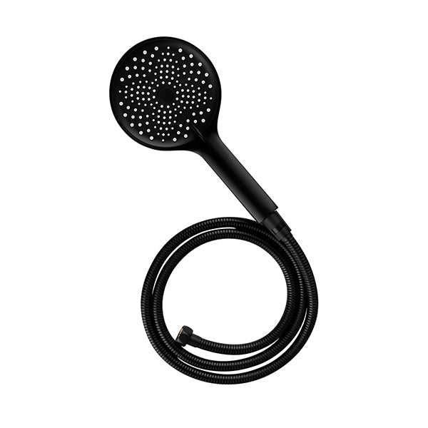 Handheld Shower Head Sprayer With Stainless Water Hose Round Black Set