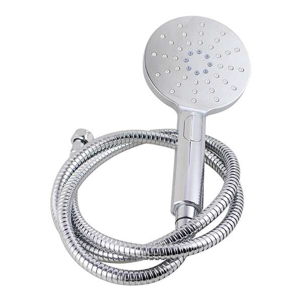 Handheld Shower Head With Stainless Steel Water Hose Round Chrome Set