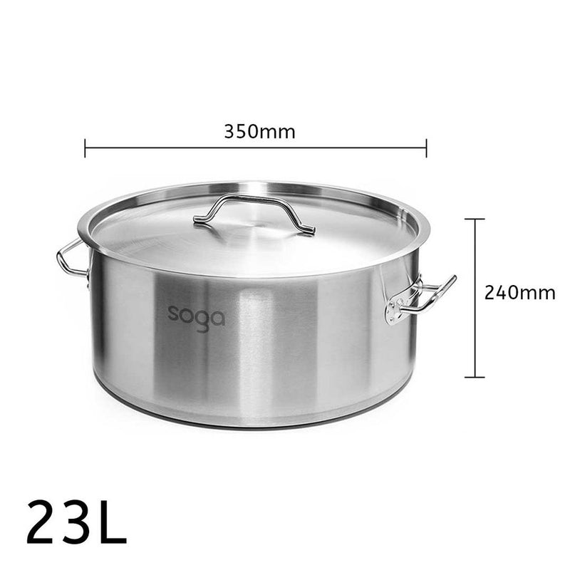 Soga Stock Pot 23L Top Grade Thick Stainless Steel Stockpot