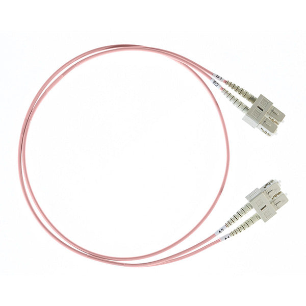 1M Sc Sc Om4 Multimode Fibre Optic Cable Salmon Pink 2Mm
