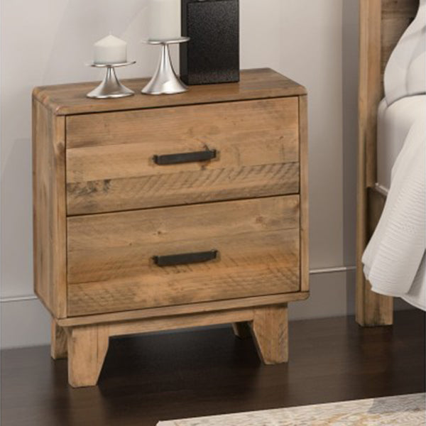 Bedside Table 2 Drawers Night Stand Solid Wood Storage