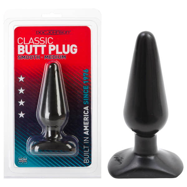 14 Cm Classic Black Medium Smooth Butt Plug