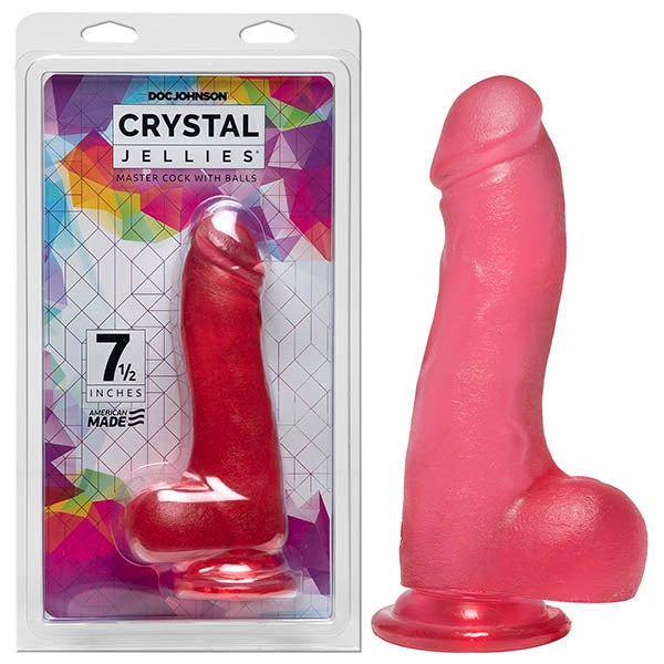 19 Cm Crystal Jellies Pink Master Cock With Balls Dong