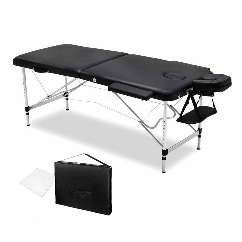 75cm Professional Aluminum Portable Massage Table - Black