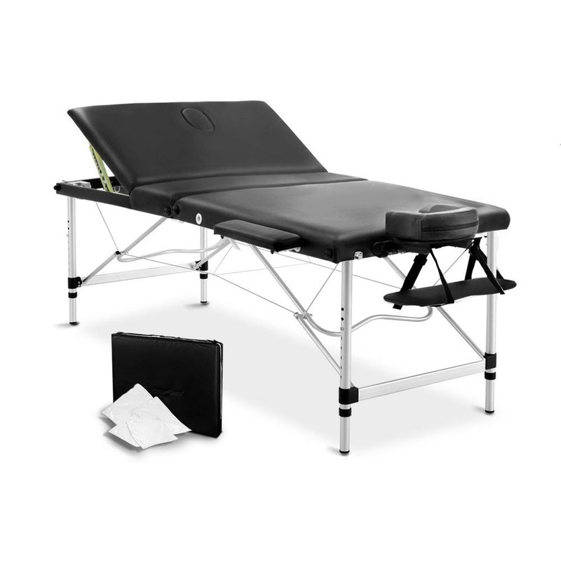 80cm Professional Aluminum Portable Massage Table - Black