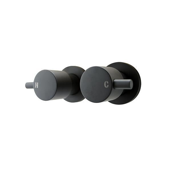 Euro Round Nero Black Shower Wall Taps