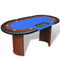 10-Player Poker Table With Dealer Area And Chip Tray - Blue