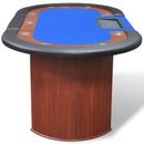 10-Player Poker Table With Dealer Area And Chip Tray - Blue