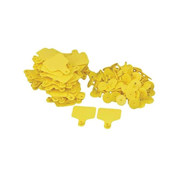 100 Pcs Cattle Ear Tags Set Yellow Small Blank Livestock Label
