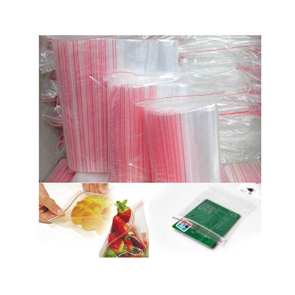 100 Pcs Resealable Food Grade Plastic Zip Close Clear Bag