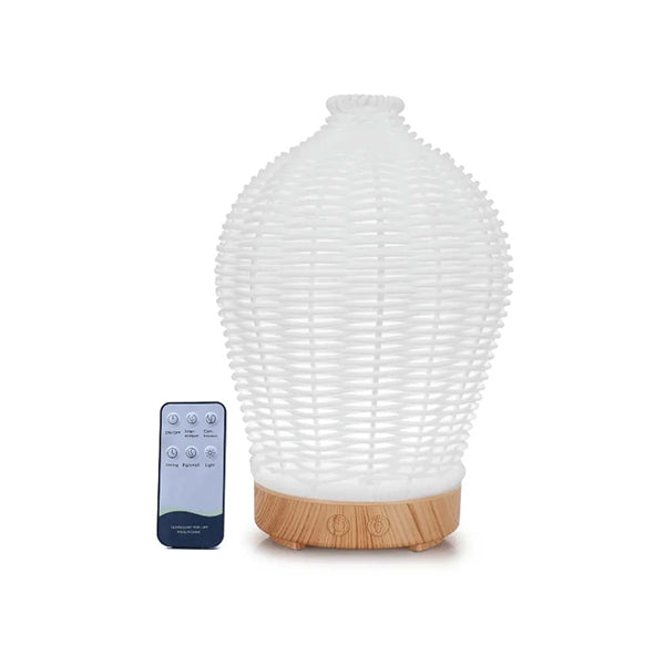 Essential Oil Aroma Diffuser Remote 100Ml White Rattan Mist Humidifier