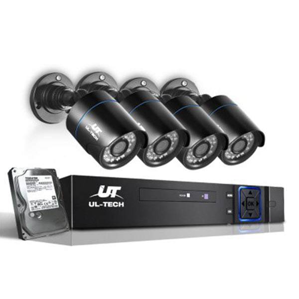 1080P 1 TB Four Channel CCTV Security Camera (4 Pcs) - Black