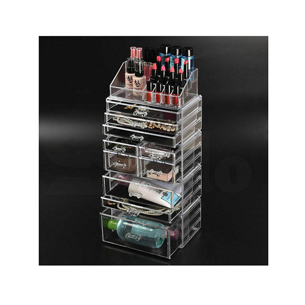 10 Drawers Cosmetic Makeup Organizer Jewellery Box Clear Acrylic