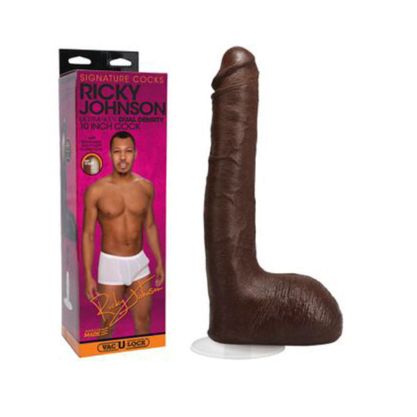 10 Inches Brown Ricky Johnson Dong With Vac U Lock Base