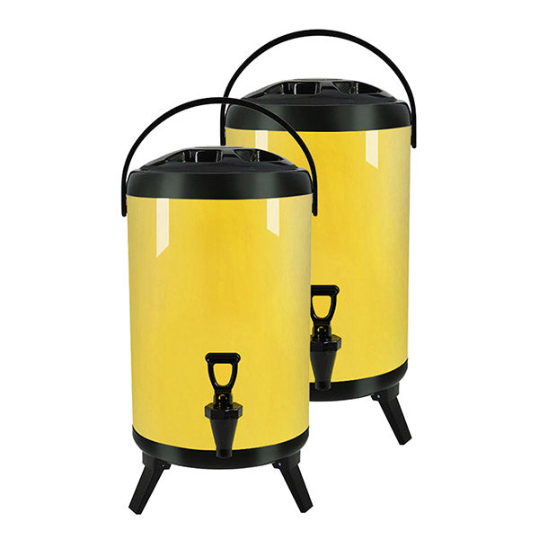 14L Stainless Steel Milk Tea Barrel With Faucet Yellow