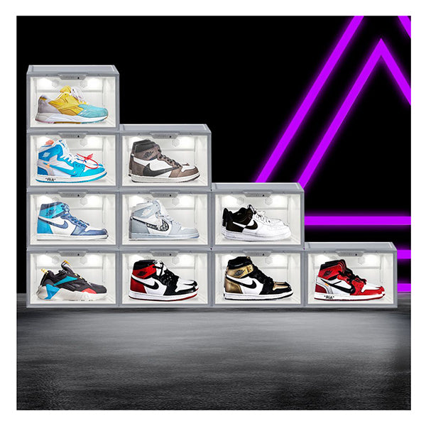 10pcs LED Lighted Magnetic Sneakers Display Case