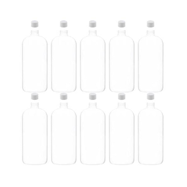 10 Pcs 1L Plastic Pet Boston Bottle White