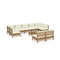 10 Piece Honey Brown Pinewood With Cushions Garden Lounge Set