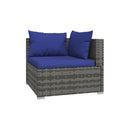 10 Piece Garden Lounge Set With Dark Blue Cushions Grey Poly Rattan