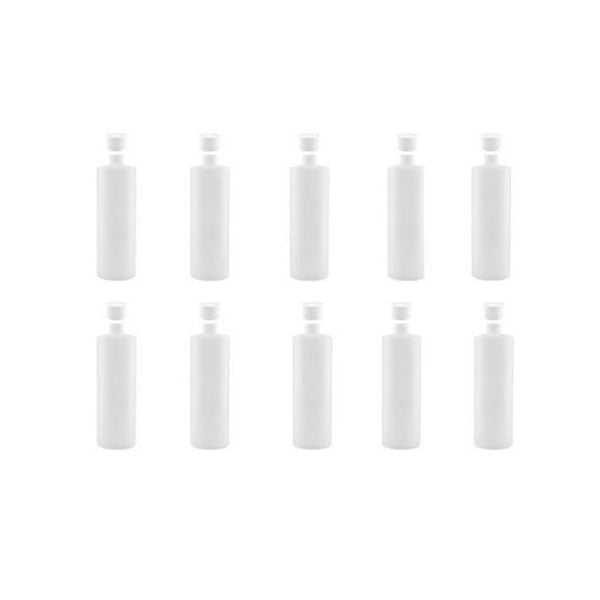 10X 250Ml Clear Hdpe Round Bottle Empty Plastic White Cap Storage