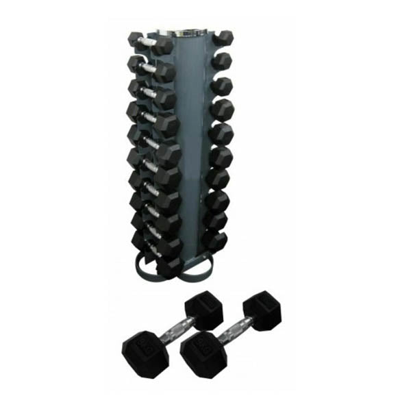 110Kg Morgan Rubber Hex Pack 1 To 10Kg Vertical Stand