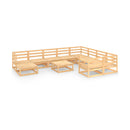 11 Pieces Garden Lounge Set Solid Pinewood