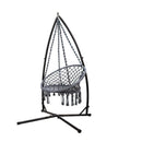 124Cm Grey Swing Hanging Hammock Chair With Steel Stand Cotton