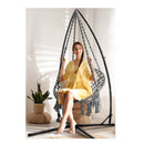 124Cm Grey Swing Hanging Hammock Chair With Steel Stand Cotton