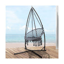 124Cm Grey Swing Hanging Hammock Chair With Steel Stand Cotton