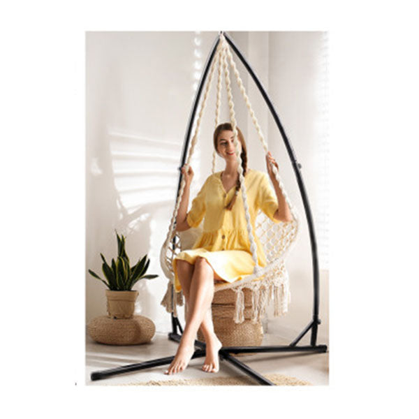 124Cm Outdoor Hammock Chair With Steel Stand Cotton Swing