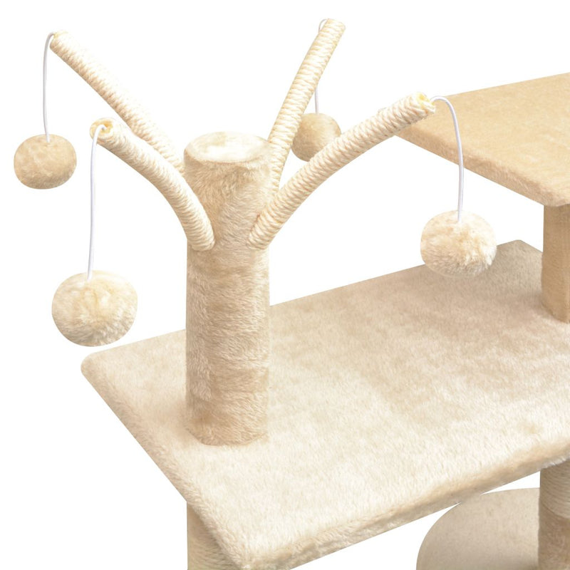 125 Cm Cat Tree With Sisal Scratching Posts - Beige