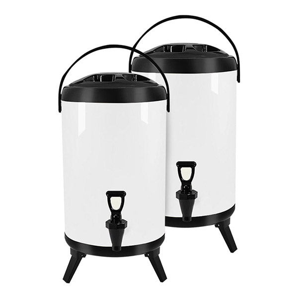 8L Stainless Steel Milk Tea Barrel With Faucet White