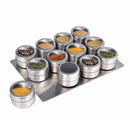 12 Magnetic Spice Jar Tins And Steel Plate