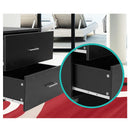 Bedside Table with Drawers MDF Wood Black