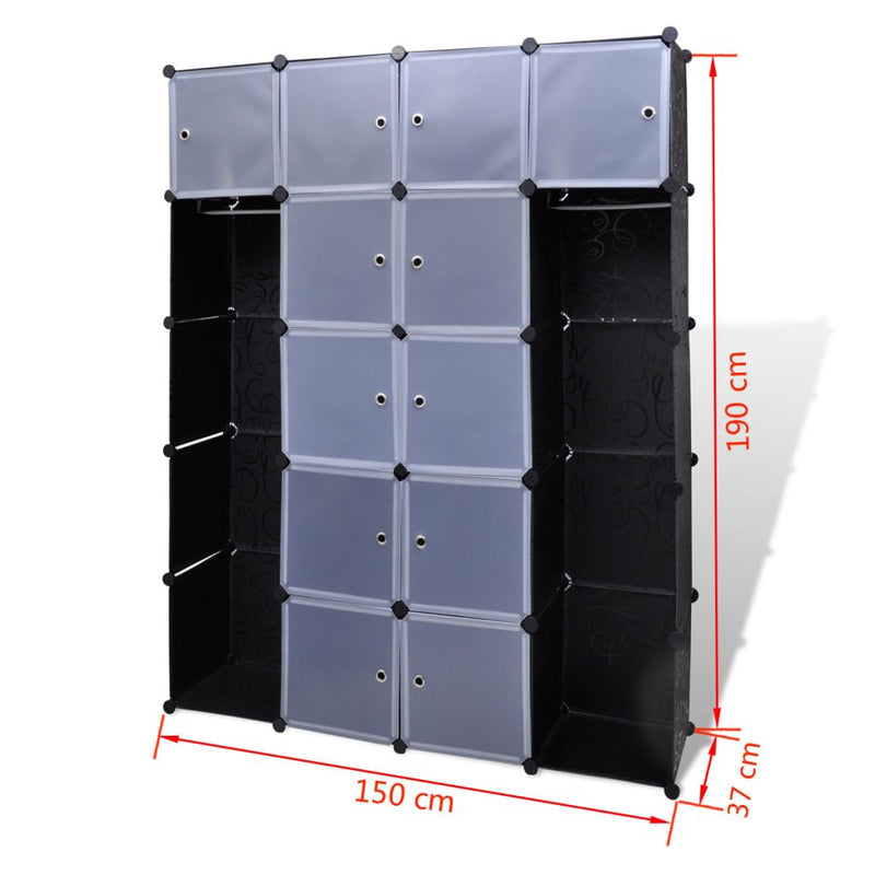 14-Compartment Modular Cabinet - Black/White