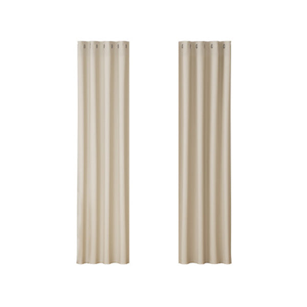 2X Blockout Curtains Blackout Window Curtain Eyelet Beige