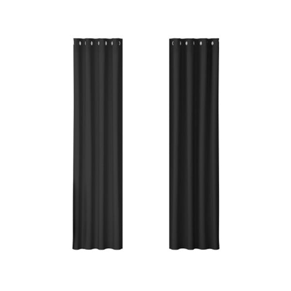 2X Blockout Curtains Blackout Window Curtain Eyelet Black